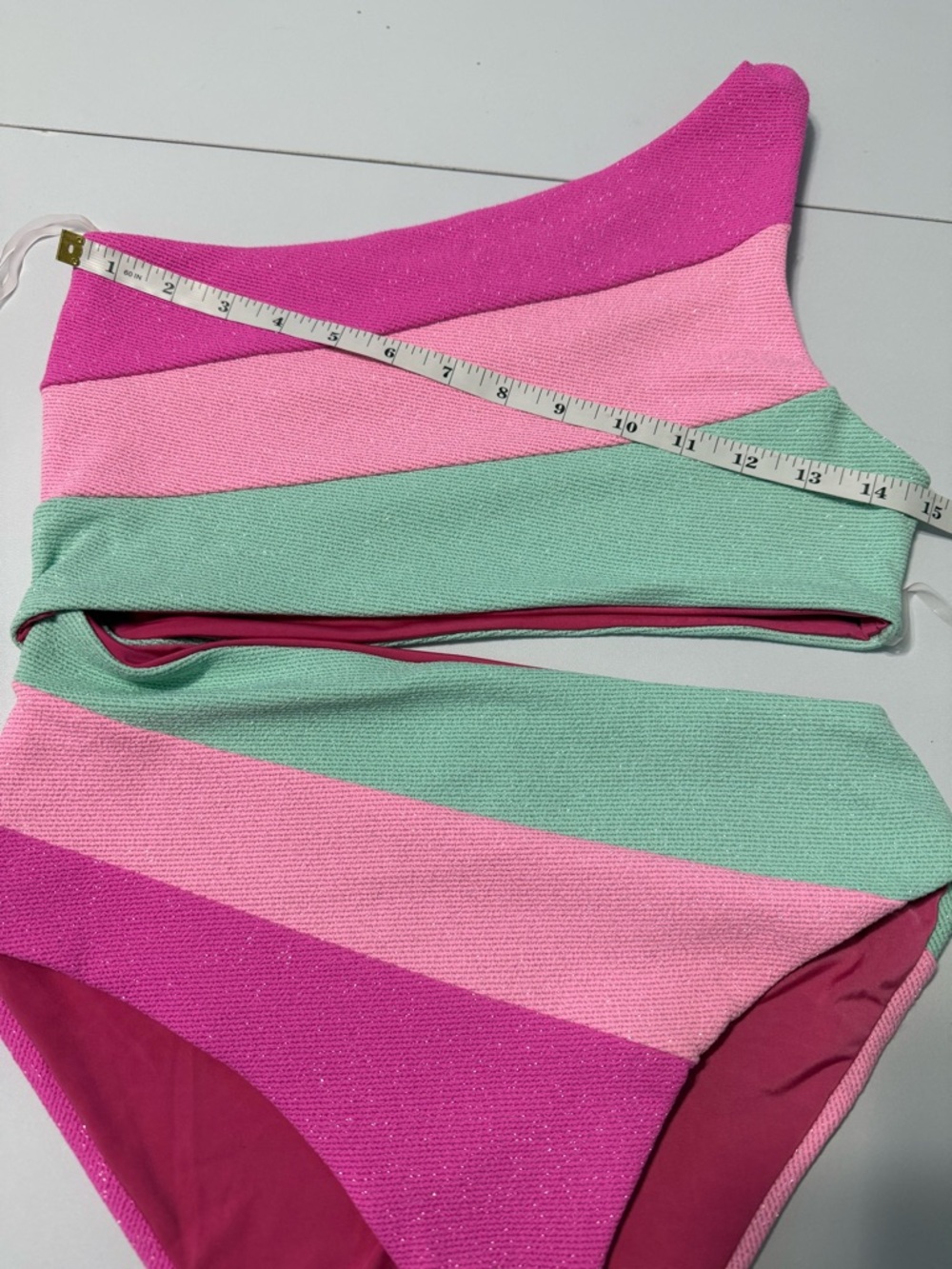 Beach Riot Joyce One Piece Crush Colorblock Glitter Cutout Swimsuit Blossom Sz M - Picture 8 of 12